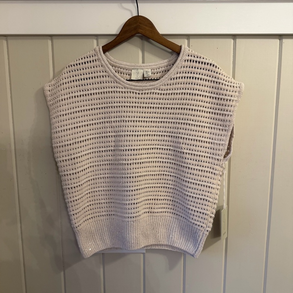 NWT Joie Women’s Cream Loose Knit Sweater Vest, Size Large